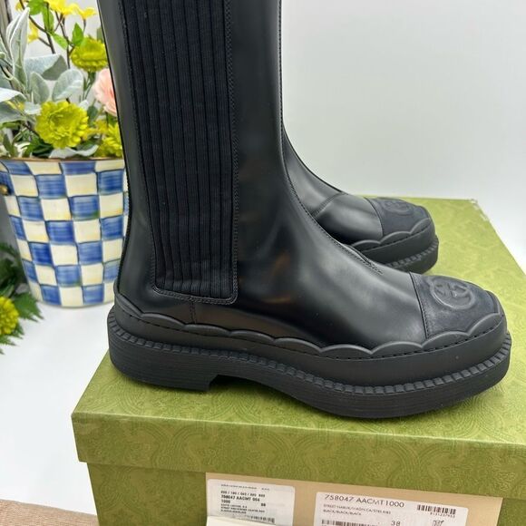 Women women’s Gucci interlocking G leather boots size 38 made in Italy - Picture 12 of 12